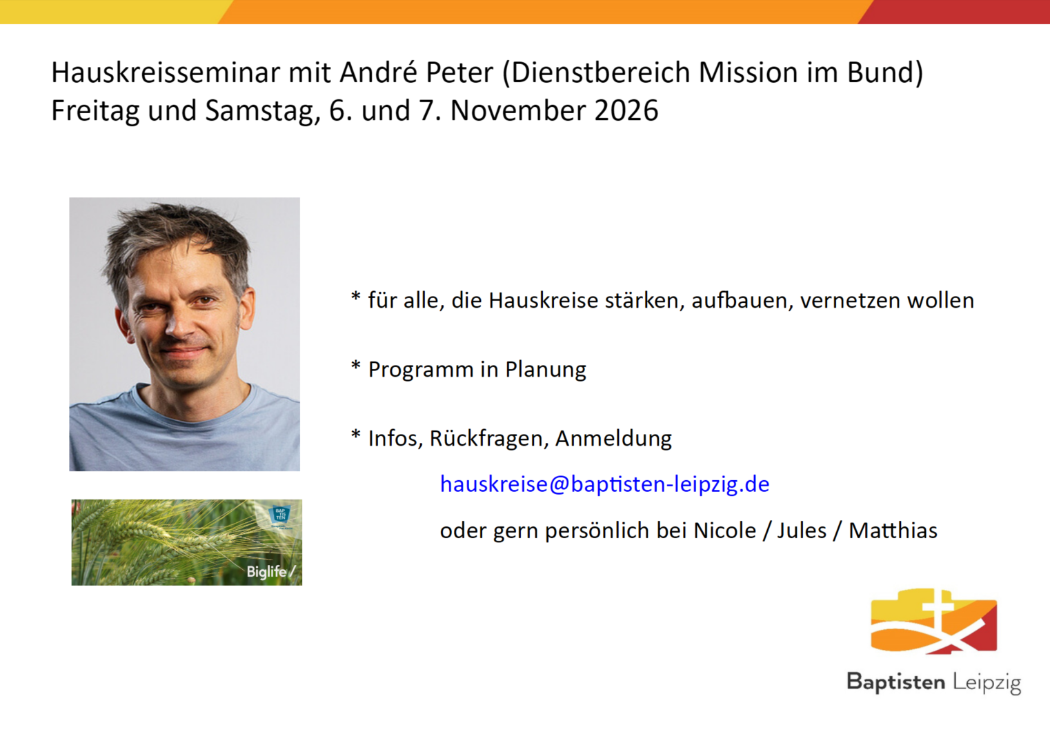 Hauskreis-Seminar mit André Peter November 2026